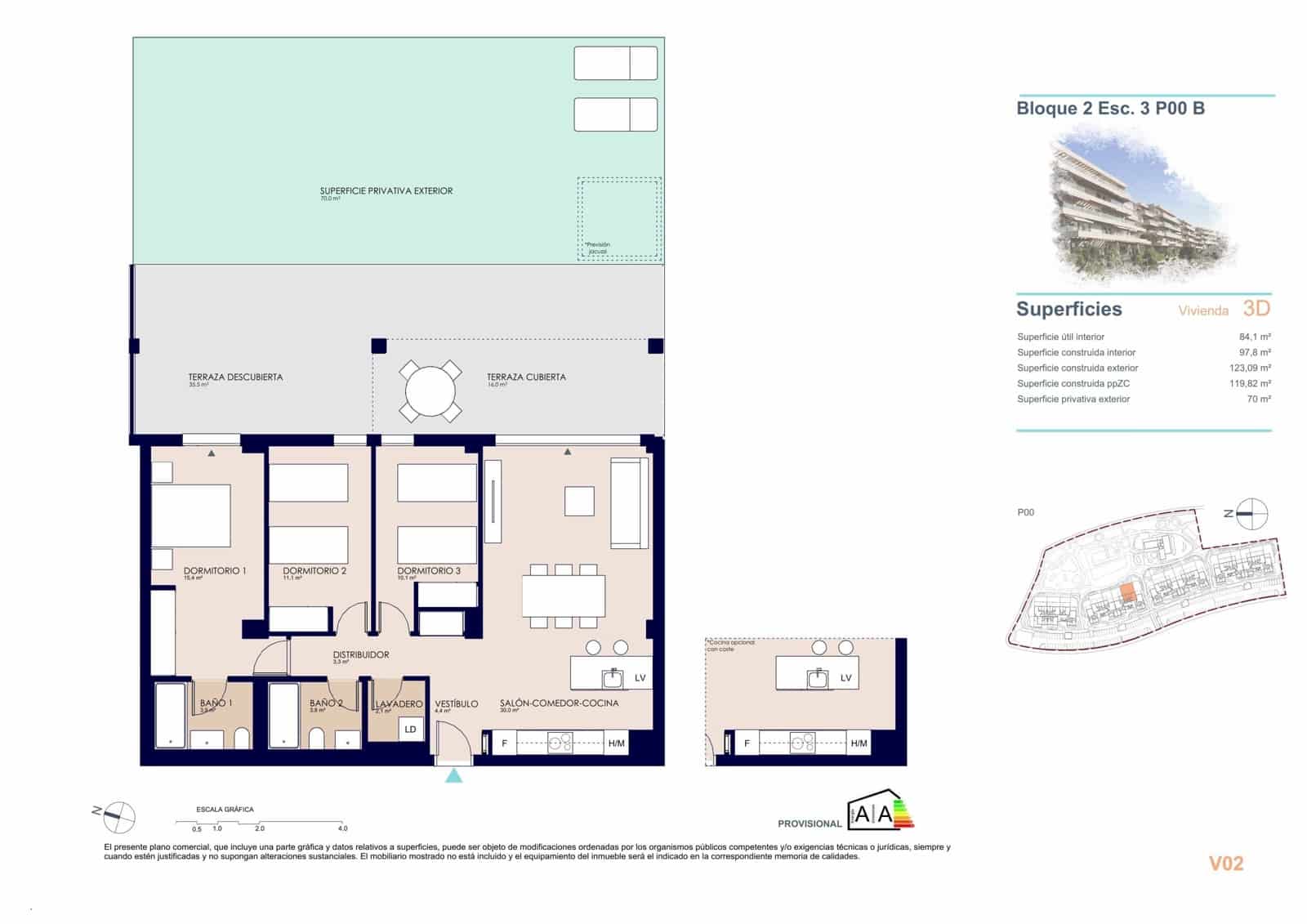 3 makuuhuone Huoneisto myytävänä paikassa Denia mukana uima-altaan 
autotalli - 395 000 € (Ref: 9943064)