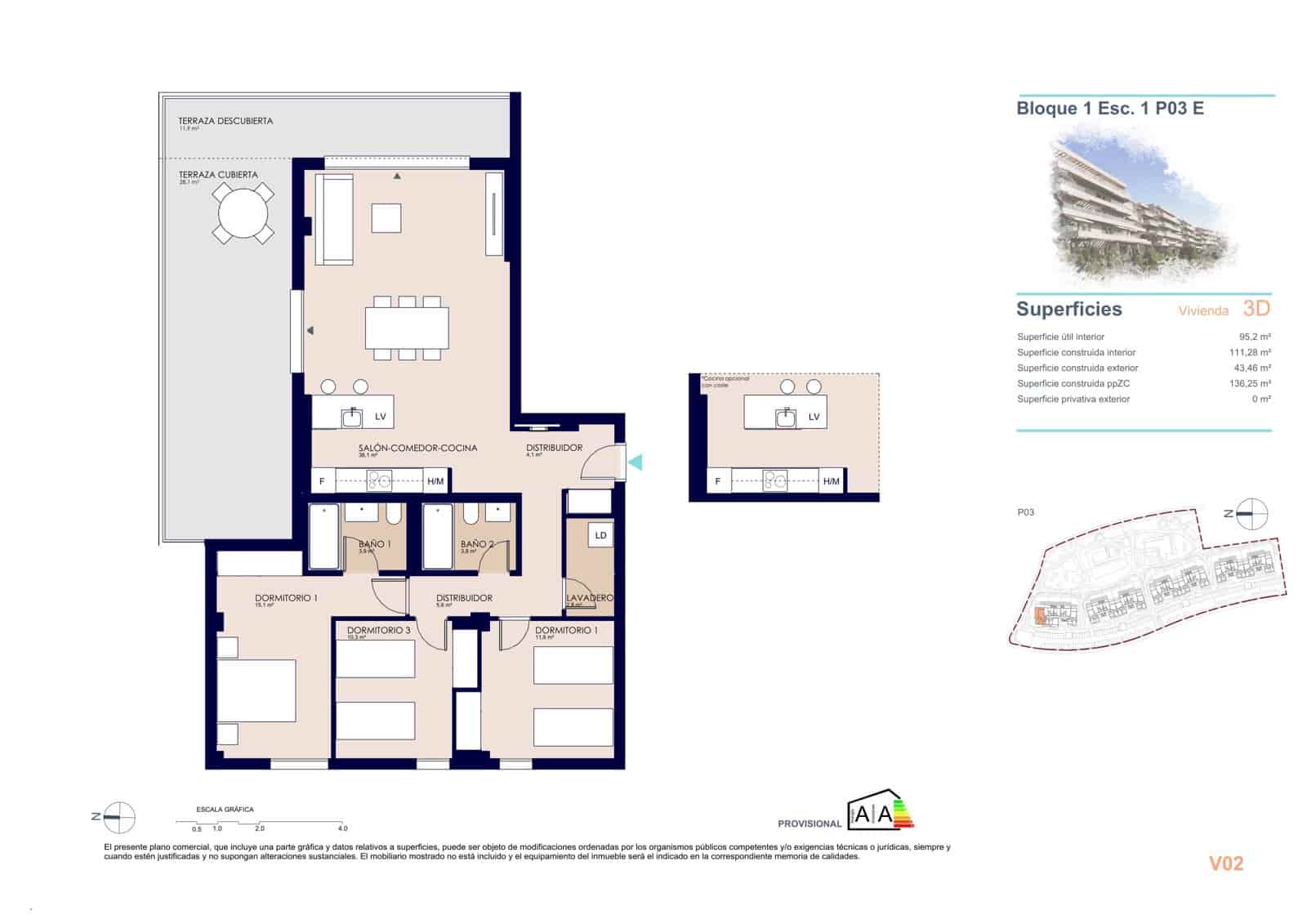 3 makuuhuone Huoneisto myytävänä paikassa Denia mukana uima-altaan 
autotalli - 395 000 € (Ref: 9943064)