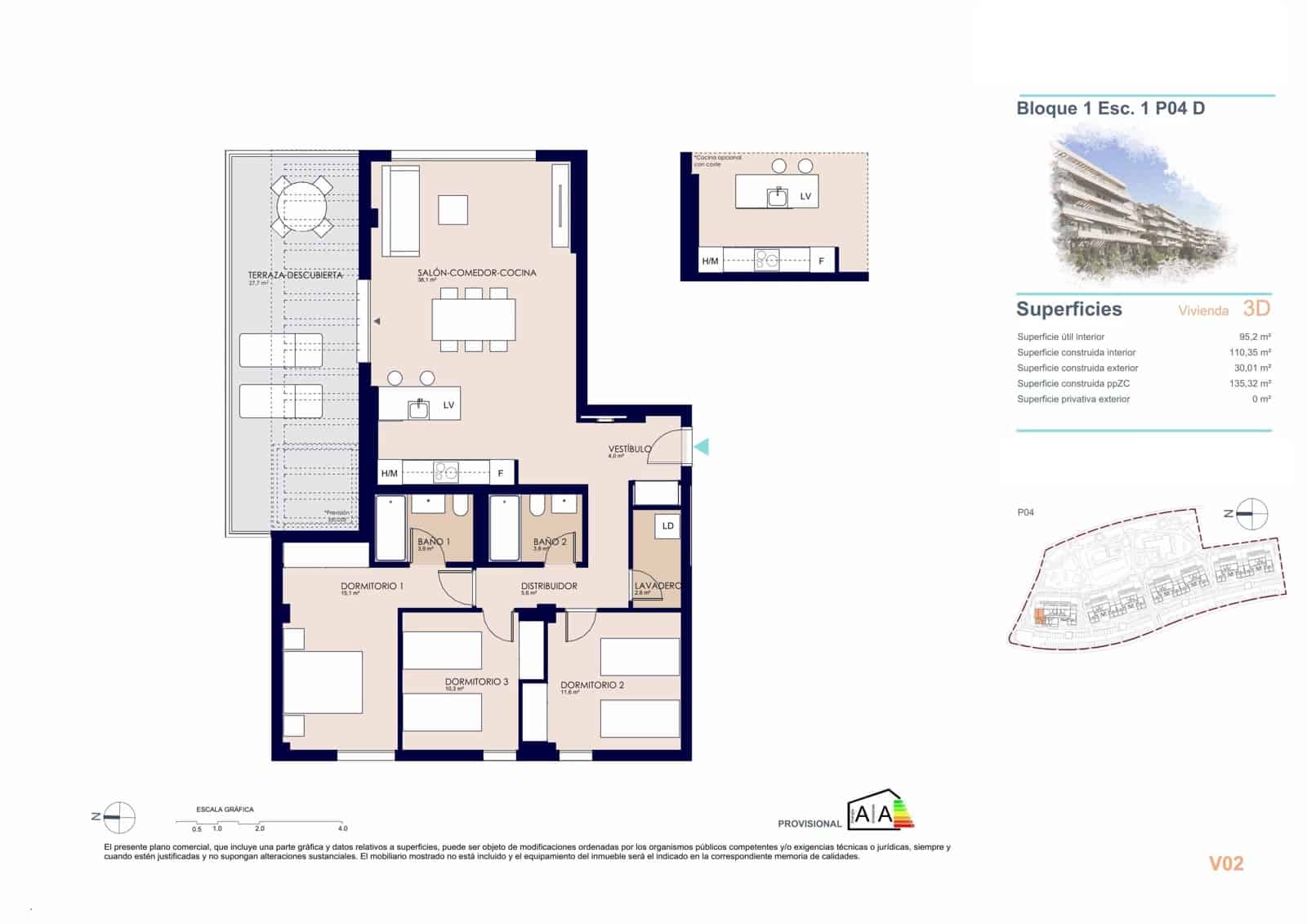 3 makuuhuone Huoneisto myytävänä paikassa Denia mukana uima-altaan 
autotalli - 395 000 € (Ref: 9943064)