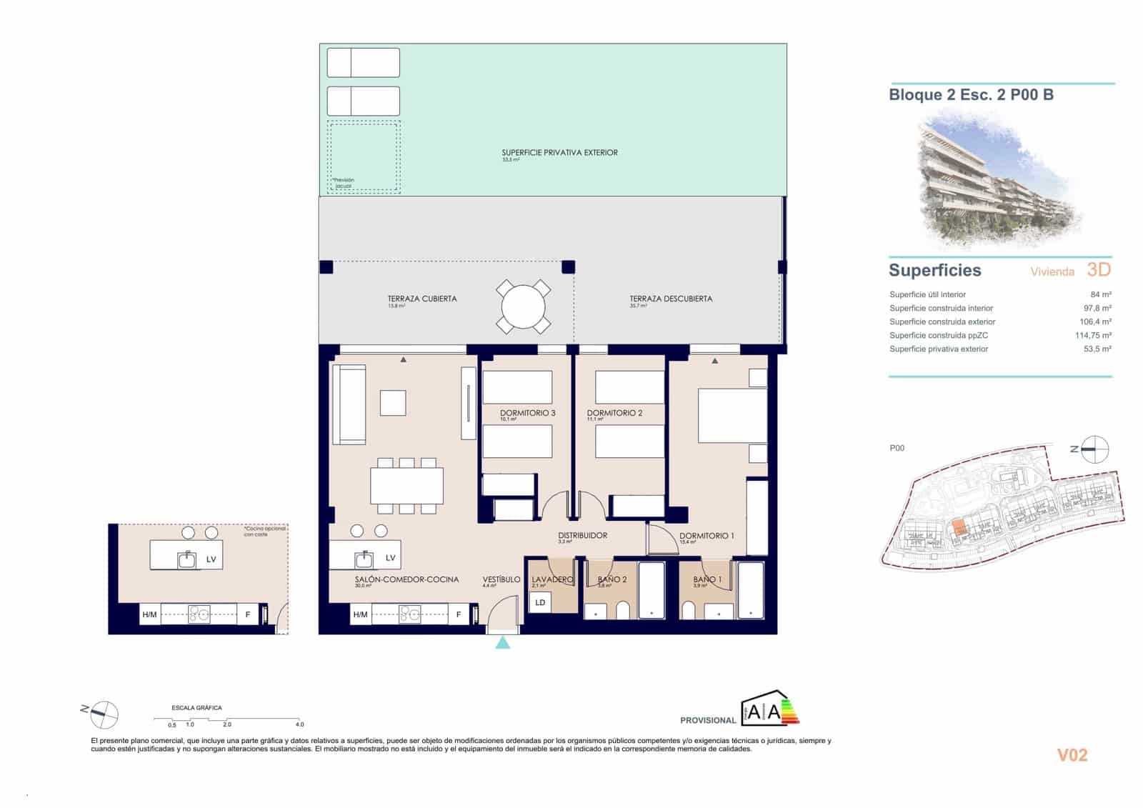 3 makuuhuone Huoneisto myytävänä paikassa Denia mukana uima-altaan 
autotalli - 395 000 € (Ref: 9943064)