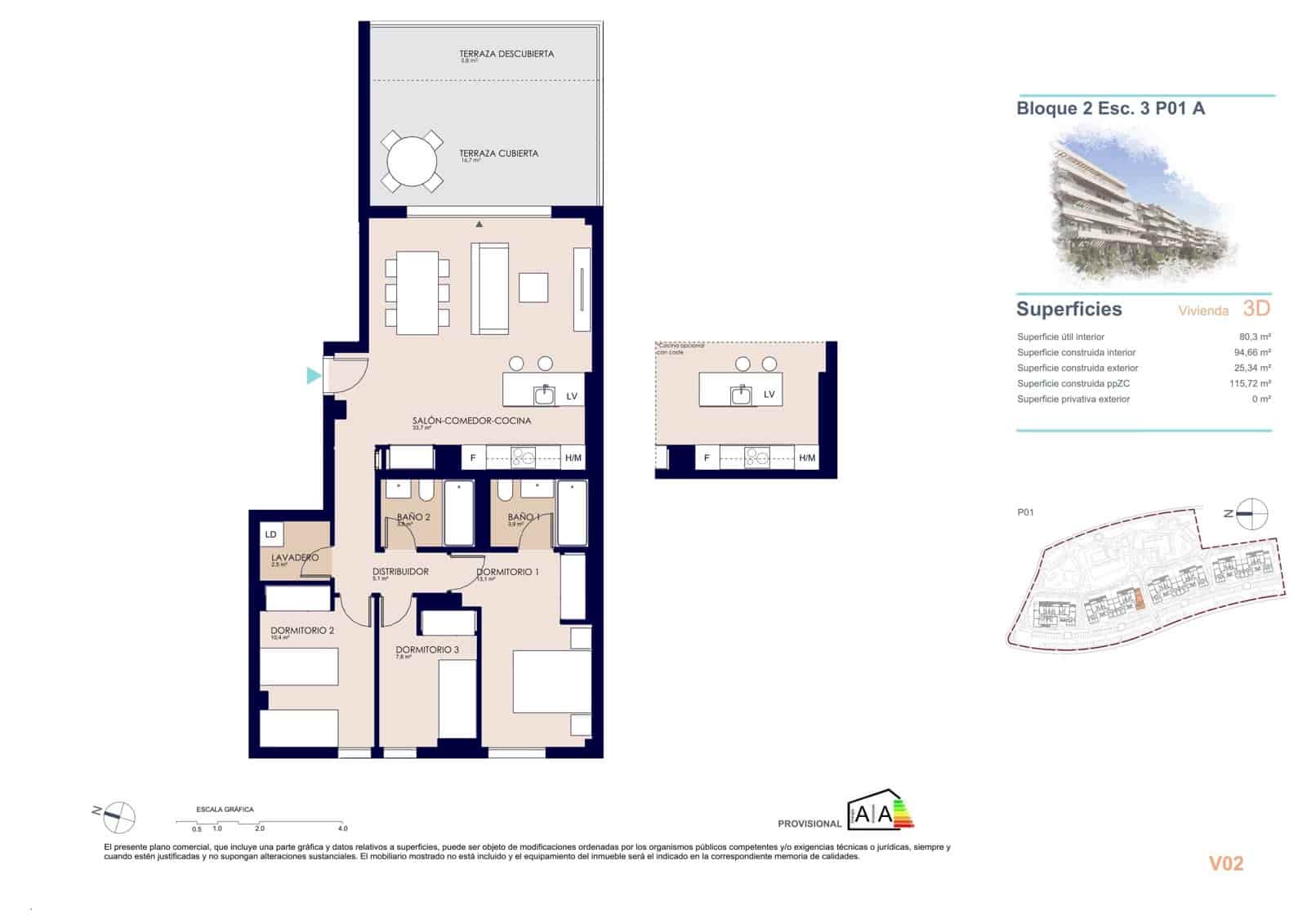 3 makuuhuone Huoneisto myytävänä paikassa Denia mukana uima-altaan 
autotalli - 395 000 € (Ref: 9943064)