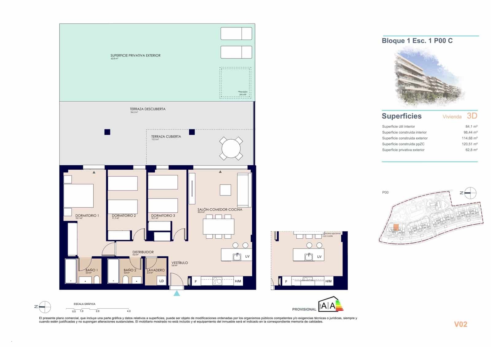 3 makuuhuone Huoneisto myytävänä paikassa Denia mukana uima-altaan 
autotalli - 395 000 € (Ref: 9943064)