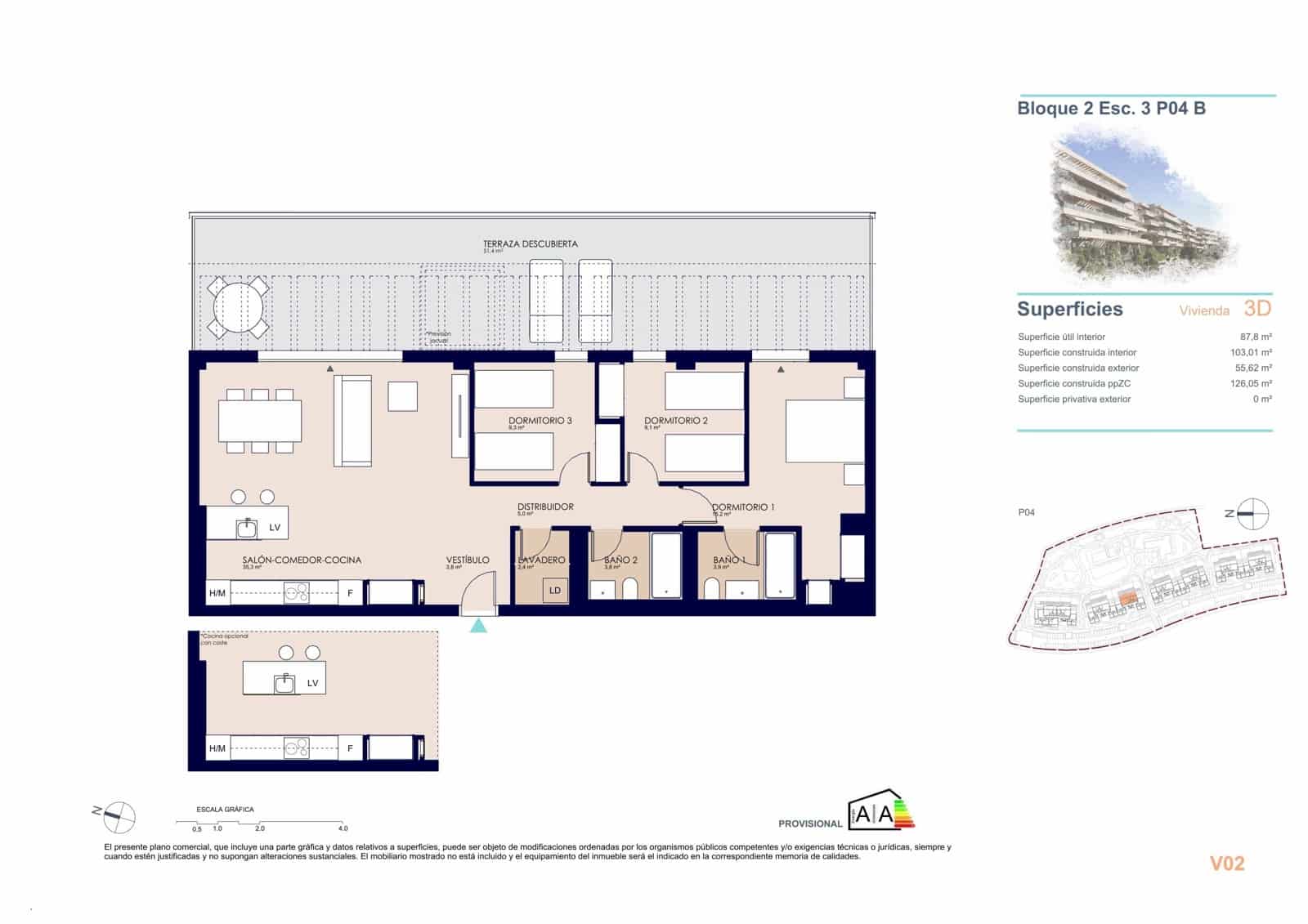 3 makuuhuone Huoneisto myytävänä paikassa Denia mukana uima-altaan 
autotalli - 395 000 € (Ref: 9943064)