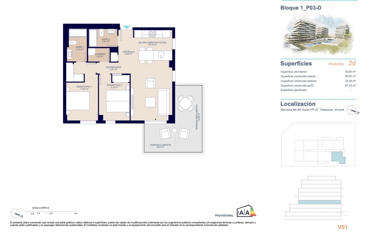 2 soveværelse Lejlighed til salg i La Villajoyosa / Vila Joiosa med swimmingpool garage - € 395.000 (Ref: 9943170)
