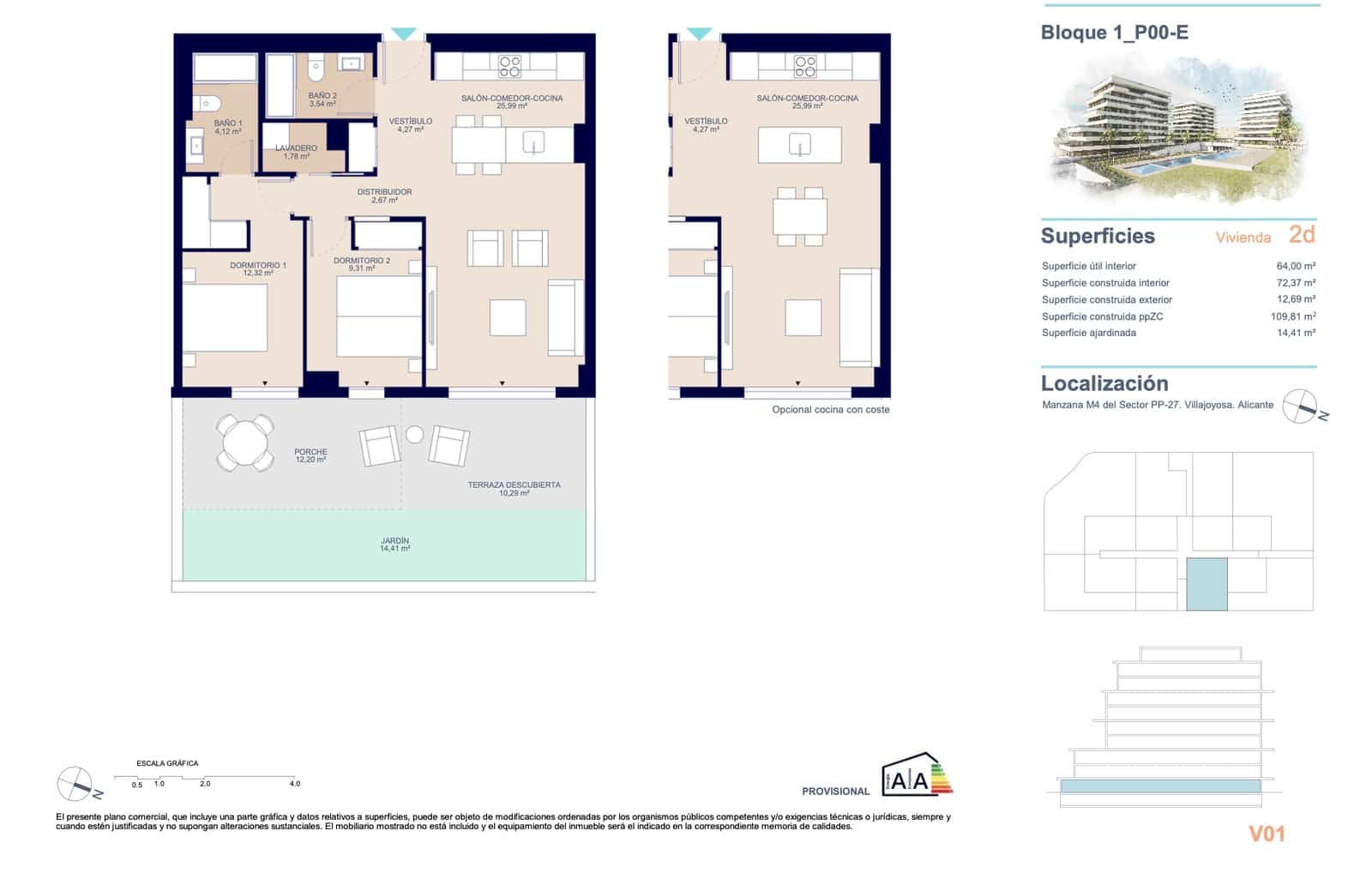 2 soveværelse Lejlighed til salg i La Villajoyosa / Vila Joiosa med swimmingpool garage - € 395.000 (Ref: 9943170)