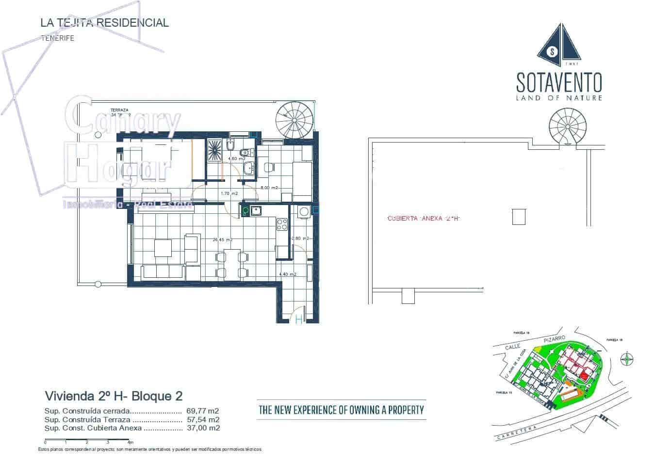 2 makuuhuone Kattohuoneisto myytävänä paikassa Granadilla de Abona mukana uima-altaan - 500 000 € (Ref: 9574714)