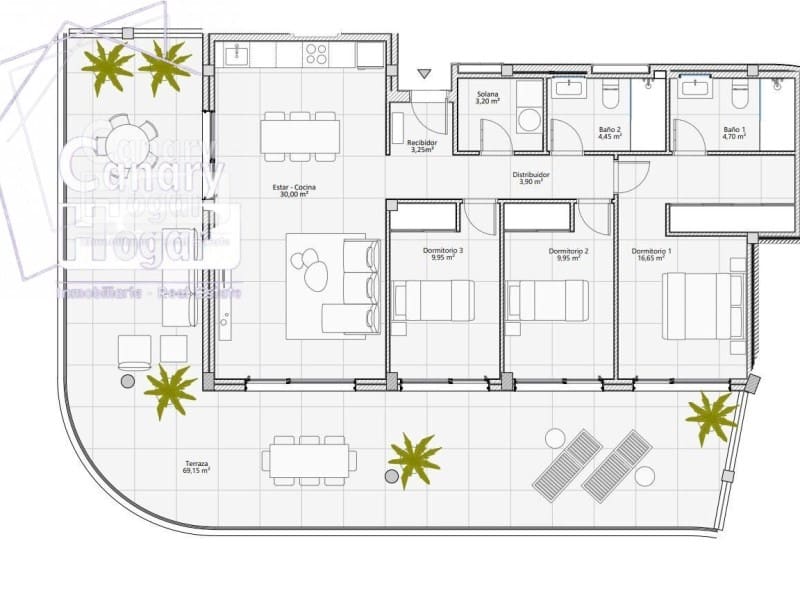 3 soverom Penthouse til salgs i Costa Adeje med garasje - € 1 295 000 (Ref: 9840344)