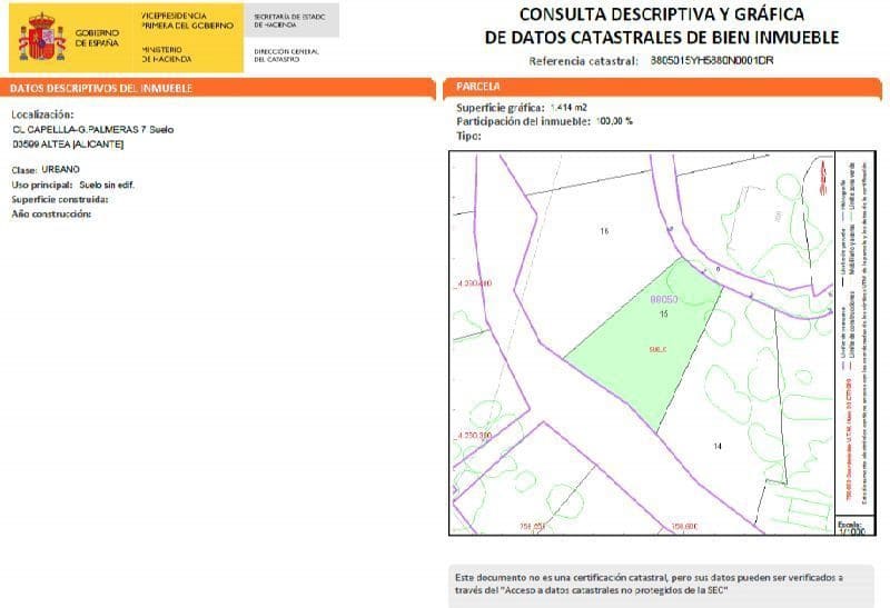 Landgrundstück zu verkaufen in Altea - 190.000 € (Ref: 9898682)