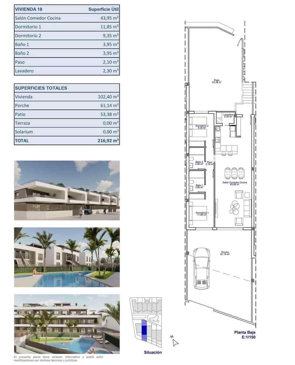 2 camera da letto Bungalow in vendita in Pilar de la Horadada con piscina garage - 395.000 € (Rif: 10039467)