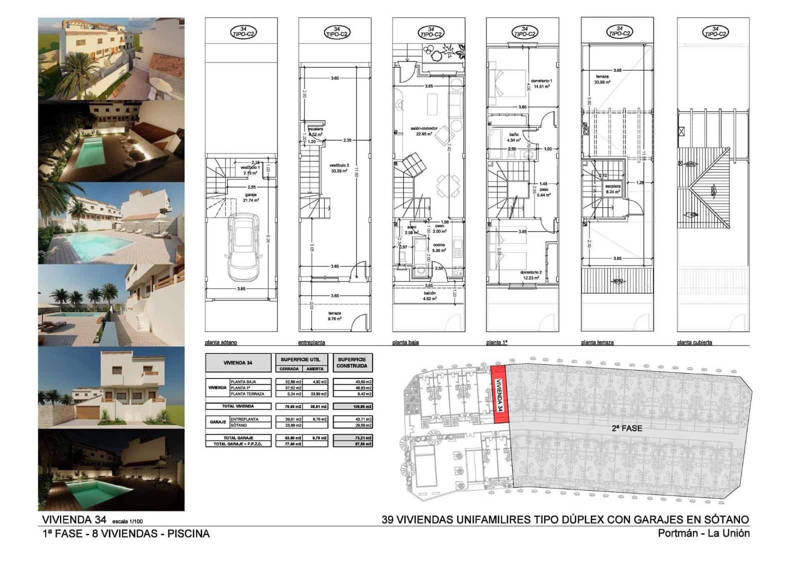 3 chambre Villa/Maison Mitoyenne à vendre à Portman avec piscine garage - 220 500 € (Ref: 10039479)