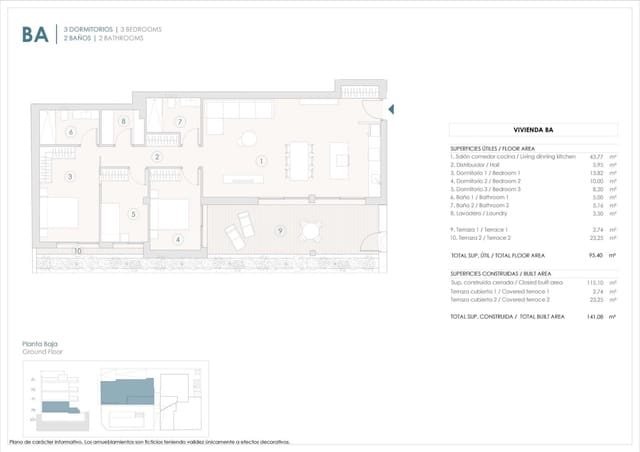 3 camera da letto Appartamento in vendita in Benijófar con piscina garage - 350.000 € (Rif: 10039508)