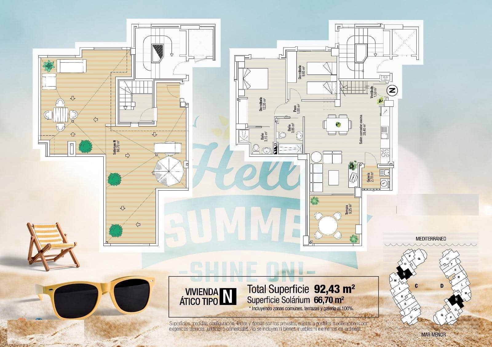 2 quarto Penthouse para venda em La Manga del Mar Menor com piscina garagem - 385 000 € (Ref: 10039518)