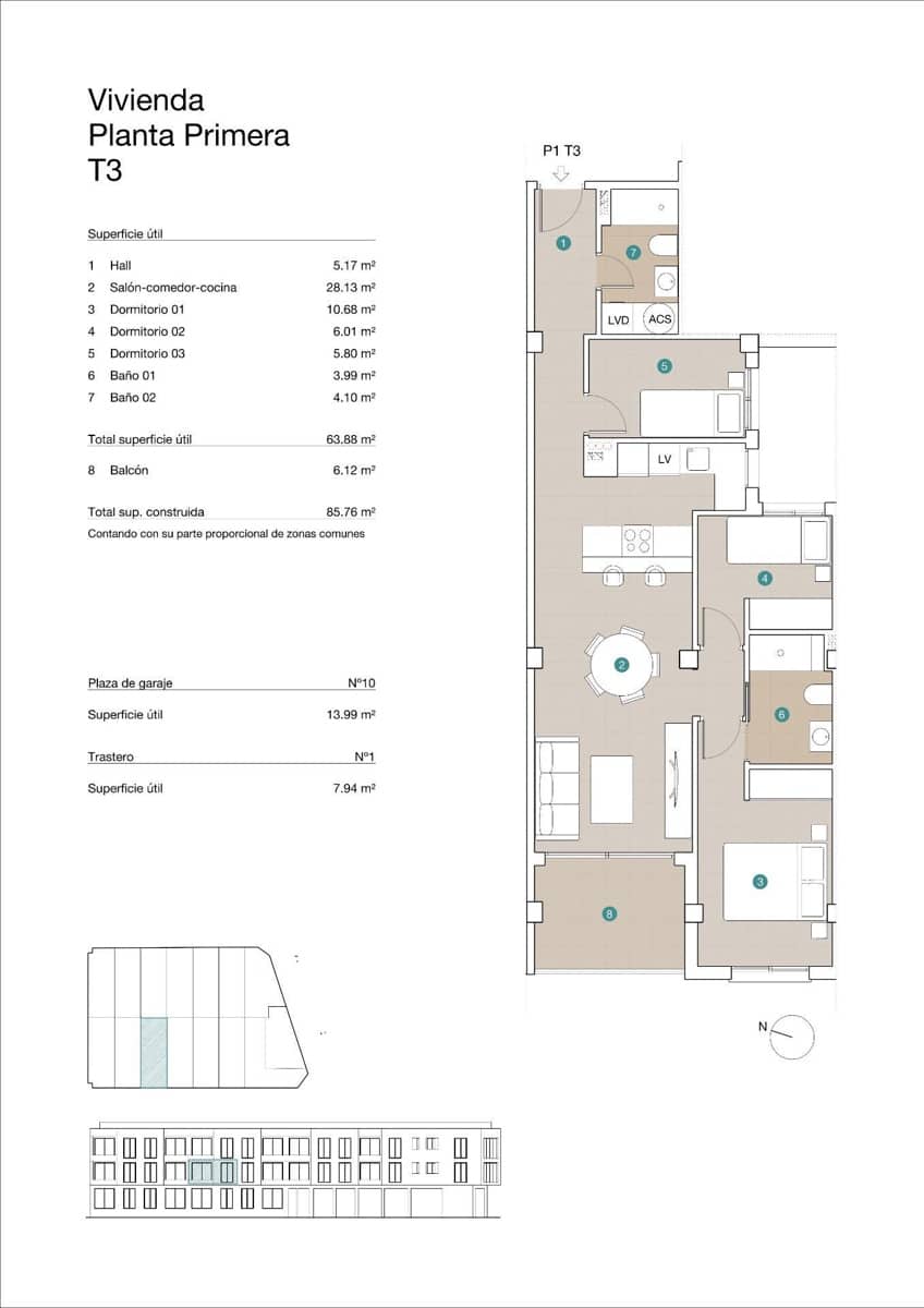 3 makuuhuone Huoneisto myytävänä paikassa Jacarilla mukana uima-altaan 
autotalli - 170 000 € (Ref: 10039537)