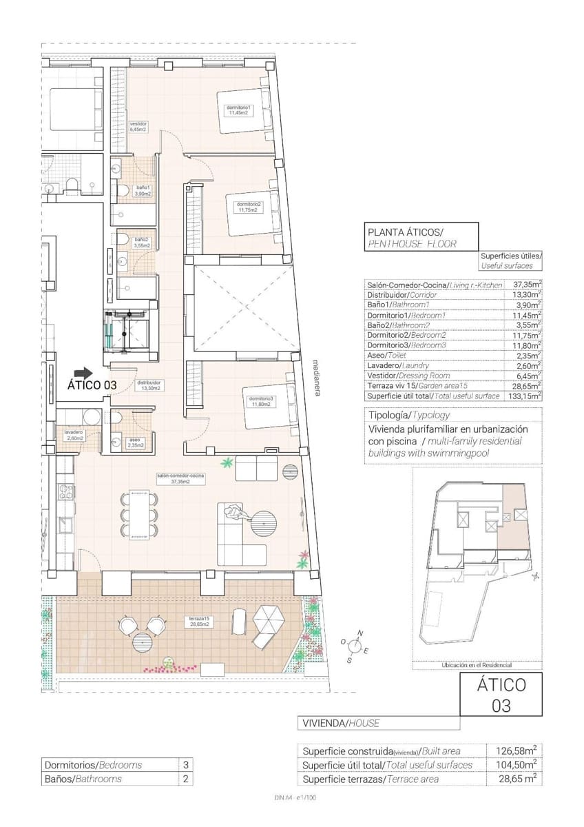 3 camera da letto Attico in vendita in Hondon de las Nieves con piscina garage - 305.000 € (Rif: 10039542)