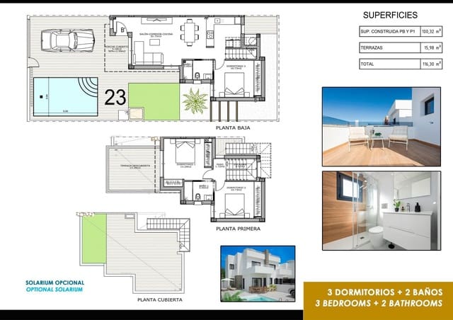 3 slaapkamer Villa te koop in Vistabella, Orihuela met zwembad garage - € 395.000 (Ref: 10039567)
