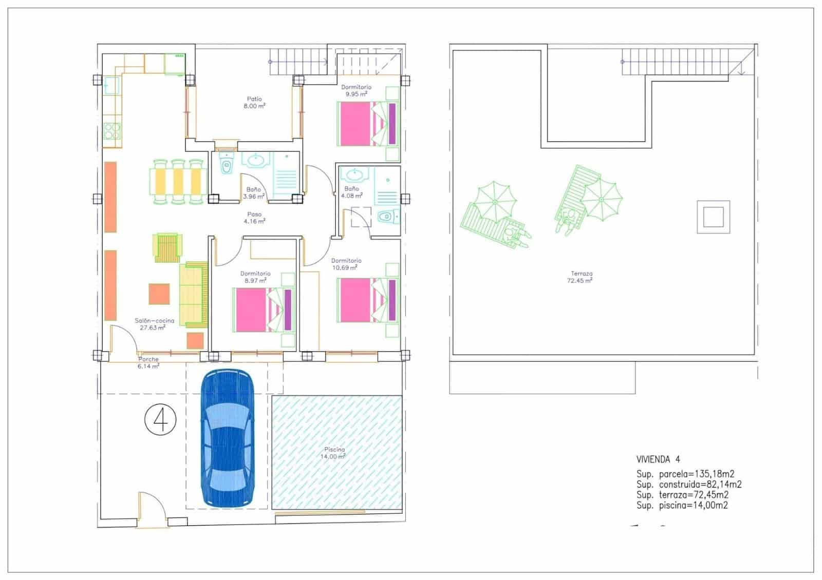 3 soverom Rekkehus til salgs i Avileses med svømmebasseng garasje - € 289 900 (Ref: 10039575)