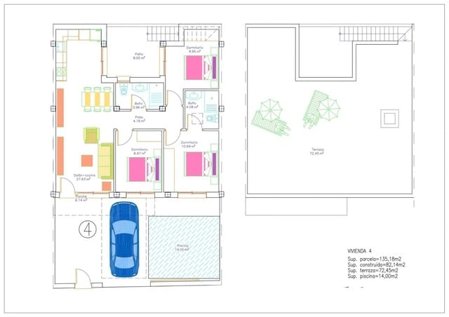 3 soverom Rekkehus til salgs i Avileses, Murcia by med svømmebasseng garasje - € 289 900 (Ref: 10039575)
