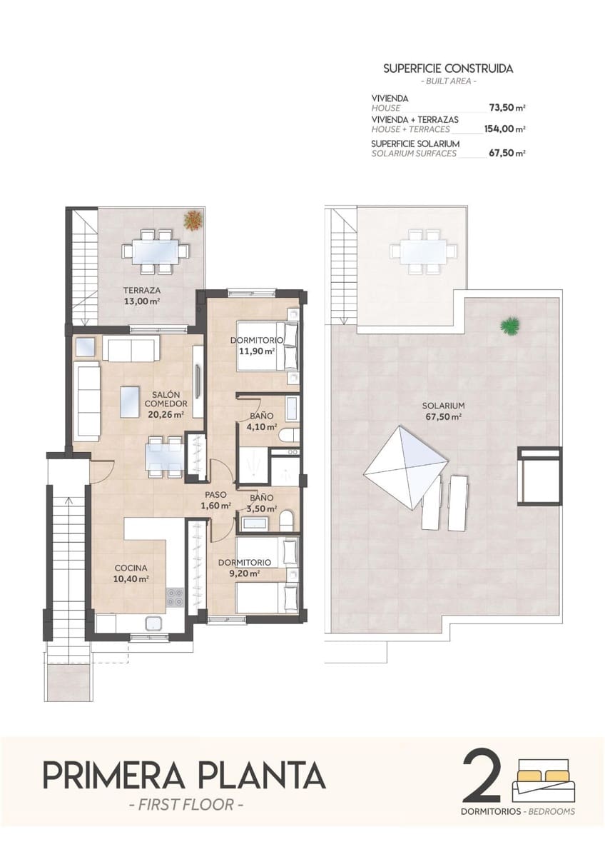 2 sovrum Bungalow till salu i San Miguel de Salinas med pool garage - 262 900 € (Ref: 10039576)