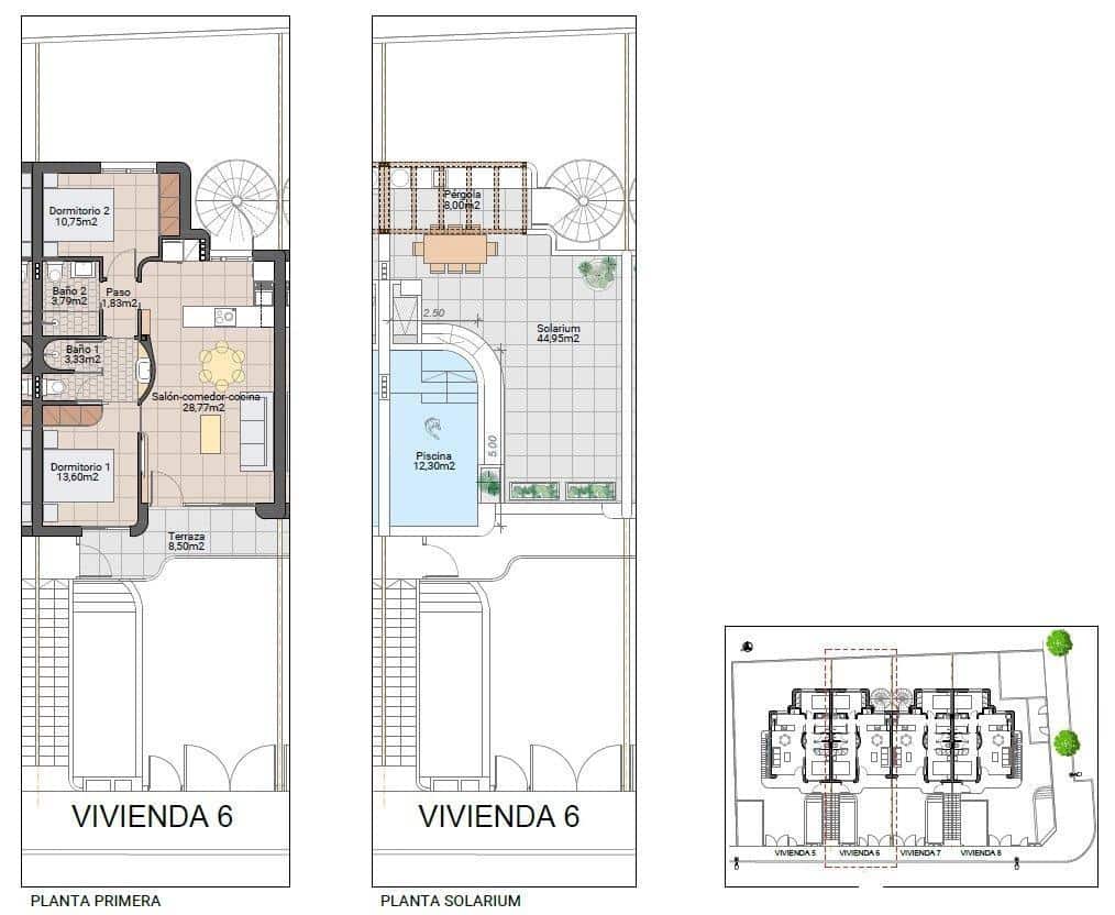 Bungalow de 2 habitaciones en Pilar de la Horadada en venta con piscina garaje - 299.900 € (Ref: 10039595)