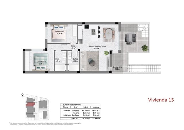 2 soveværelse Bungalow til salg i Pilar de la Horadada ciudad, Pilar de la Horadada med swimmingpool - € 314.900 (Ref: 10039639)