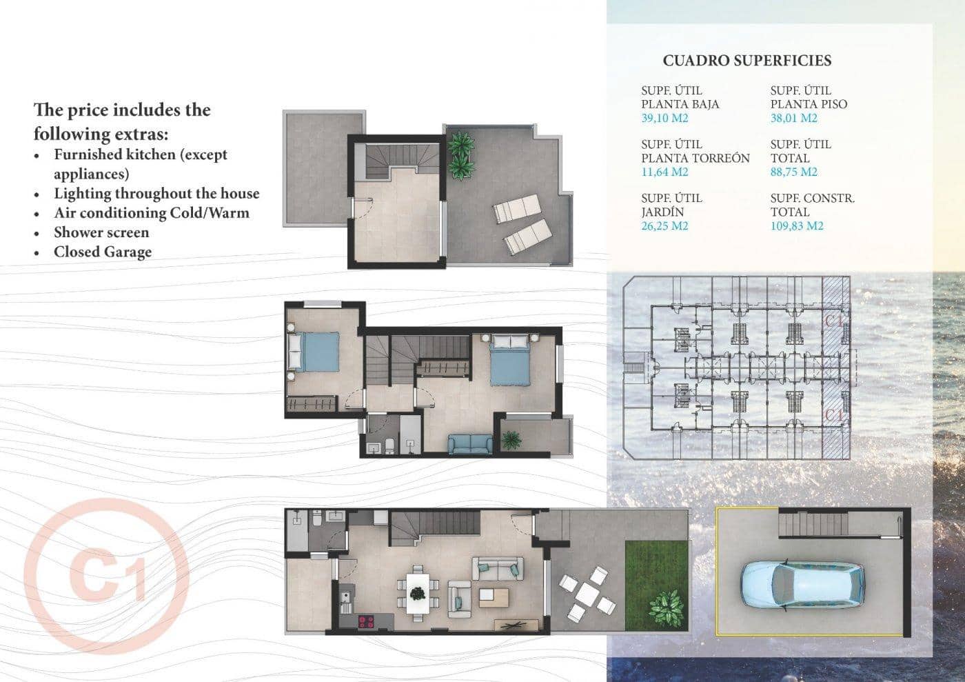 Adosado de 3 habitaciones en La Manga del Mar Menor en venta con piscina - 285.631 € (Ref: 10039680)