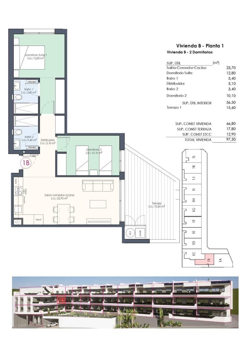 2 bedroom Apartment for sale in Benijofar with pool - € 299,000 (Ref: 10039684)