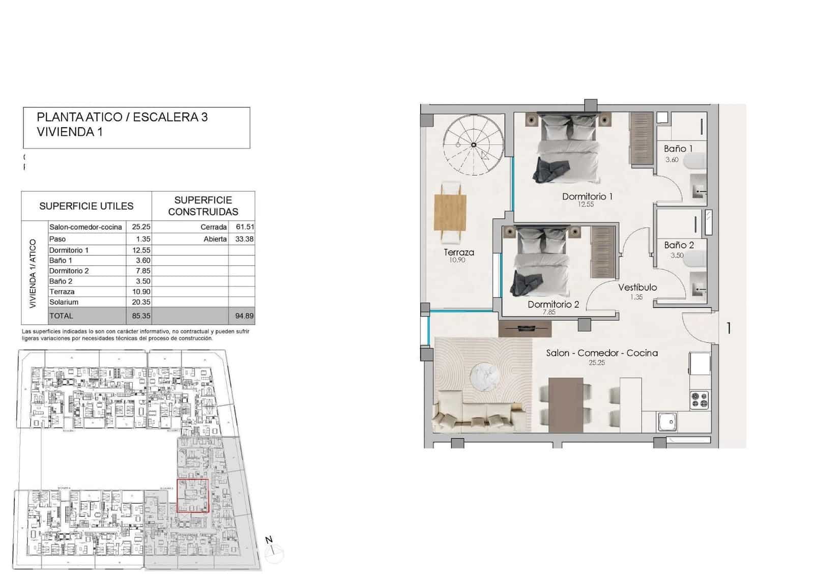 2 sovrum Takvåning till salu i Santa Pola med pool - 310 000 € (Ref: 10039711)