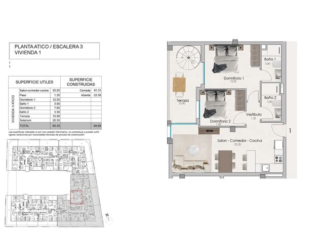 2 camera da letto Attico in vendita in Norte, Santa Pola con piscina - 310.000 € (Rif: 10039711)