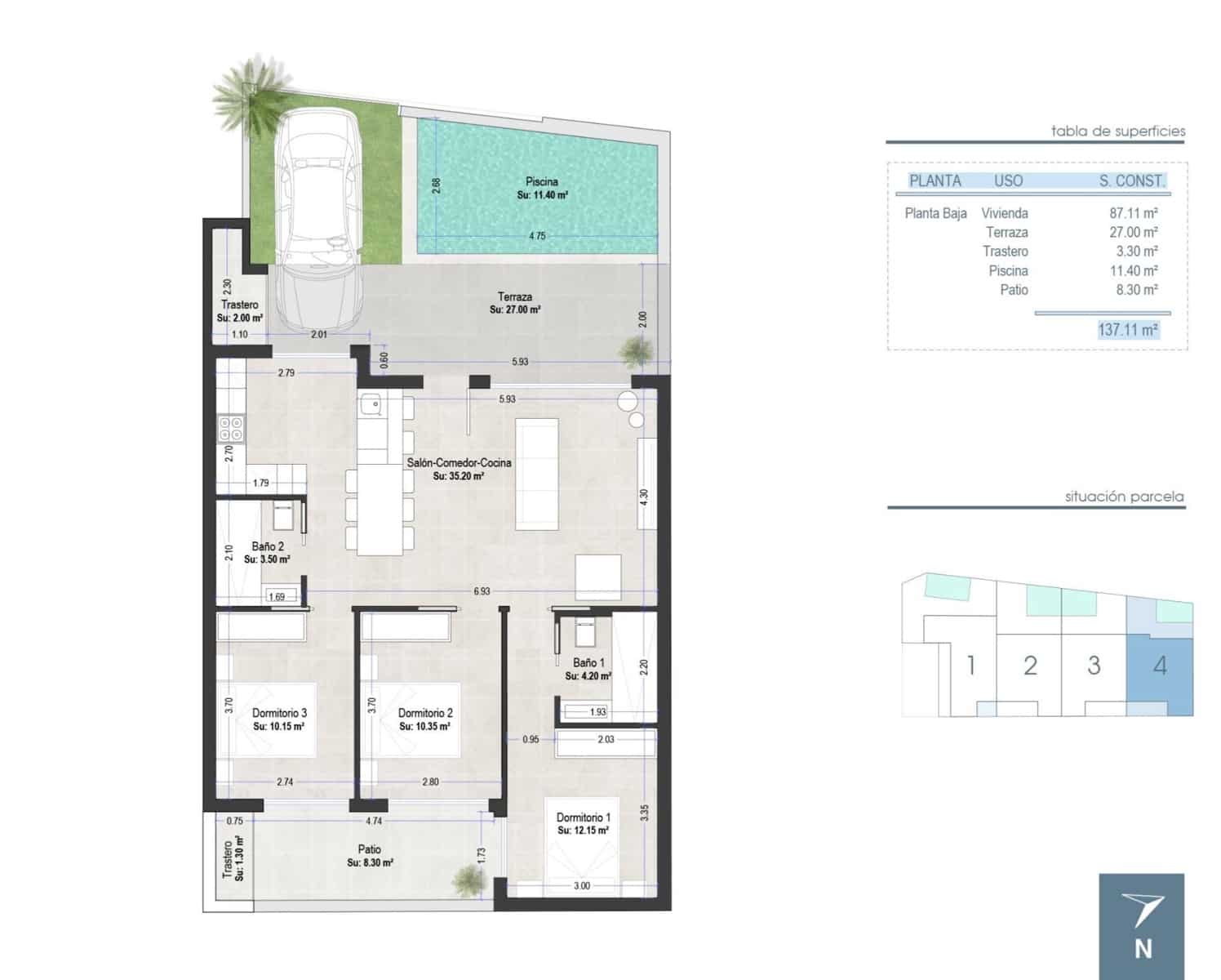 3 makuuhuone Bungalow myytävänä paikassa San Pedro del Pinatar mukana uima-altaan 
autotalli - 409 000 € (Ref: 10039719)