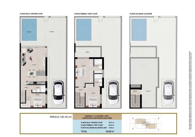 3 bedroom Terraced Villa for sale in Santiago de la Ribera, San Javier with pool garage - € 376,500 (Ref: 10039885)