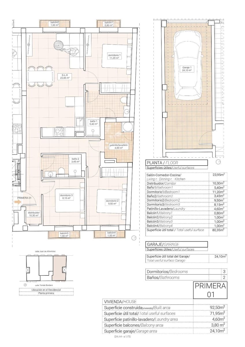 3 chambre Appartement à vendre à Hondon de las Nieves avec garage - 250 000 € (Ref: 10039900)