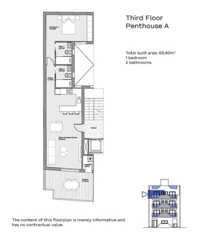 1 sypialnia Penthouse na sprzedaż w Centro - Muelle Pesquero, Torrevieja z basenem - 272 000 € (Ref: 9900752)