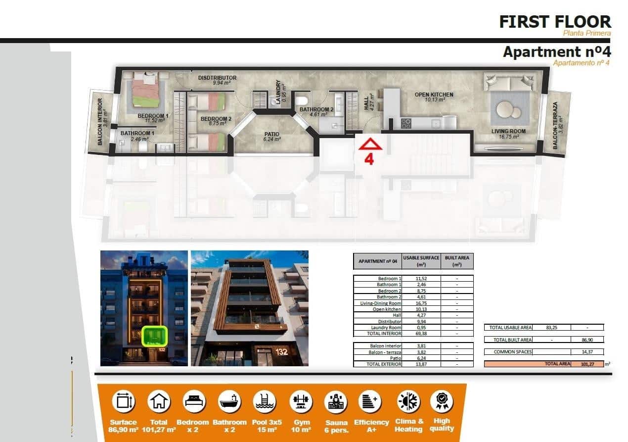 2 sovrum Lägenhet till salu i Torrevieja med pool garage - 305 000 € (Ref: 9909807)