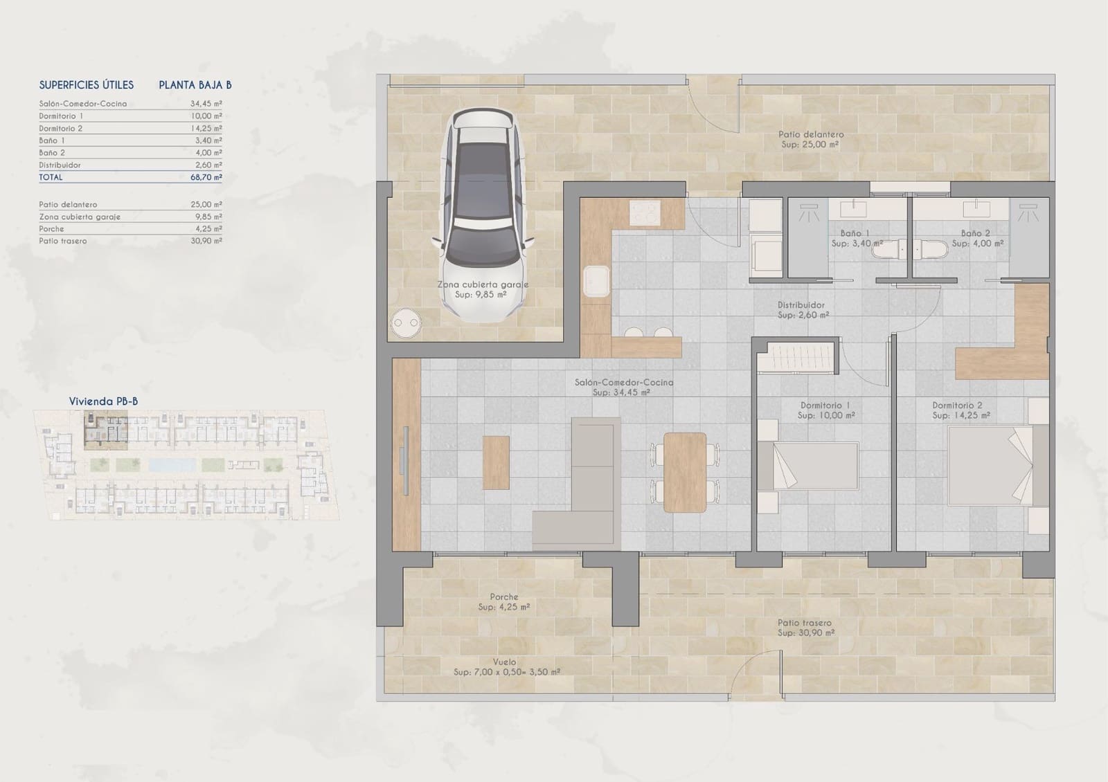 2 slaapkamer Bungalow te koop in Torre-Pacheco met zwembad - € 229.000 (Ref: 9953532)