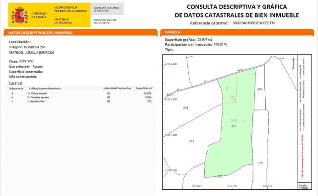 Mark till salu i La Alqueria, Jumilla - 320 000 € (Ref: 9297524)