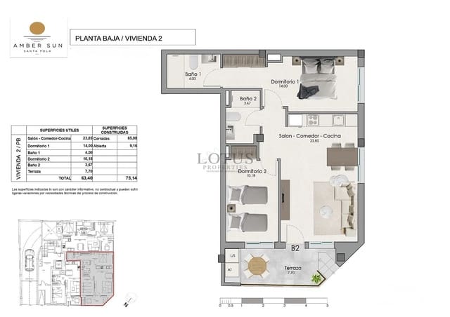 2 soverom Leilighet til salgs i Norte, Santa Pola med svømmebasseng - € 248 000 (Ref: 10145342)