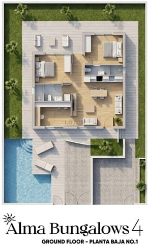 3 soveværelse Bungalow til salg i Pilar de la Horadada ciudad, Pilar de la Horadada med swimmingpool garage - € 369.900 (Ref: 9714200)