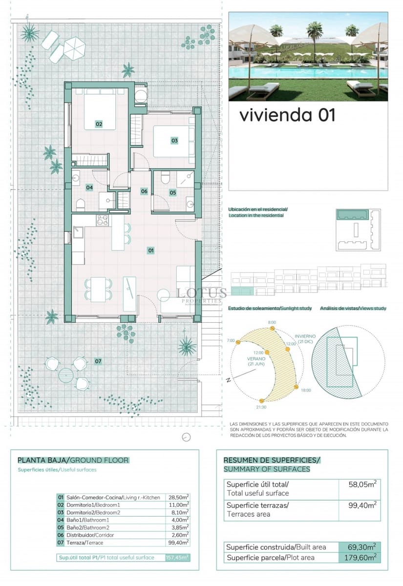 2 soveværelse Bungalow til salg i Torrevieja med swimmingpool - € 299.900 (Ref: 9893609)