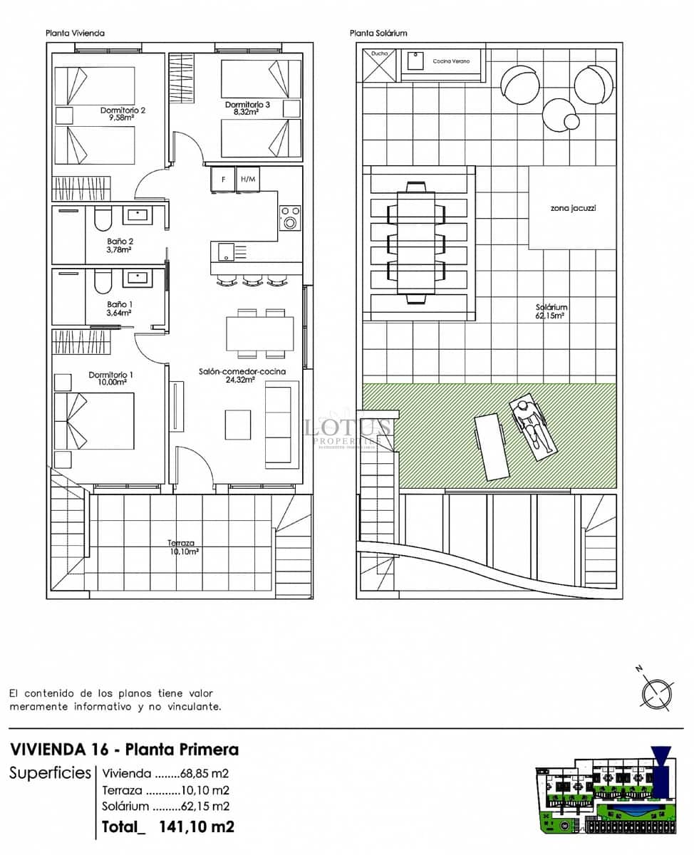 2 sovrum Bungalow till salu i Pilar de la Horadada med pool - 255 000 € (Ref: 9918791)
