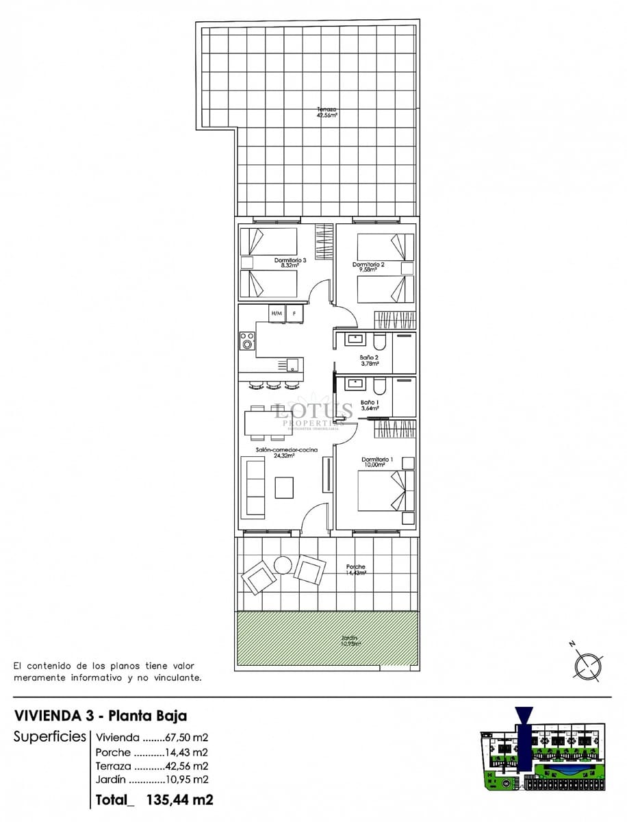 2 sovrum Bungalow till salu i Pilar de la Horadada med pool - 255 000 € (Ref: 9918791)