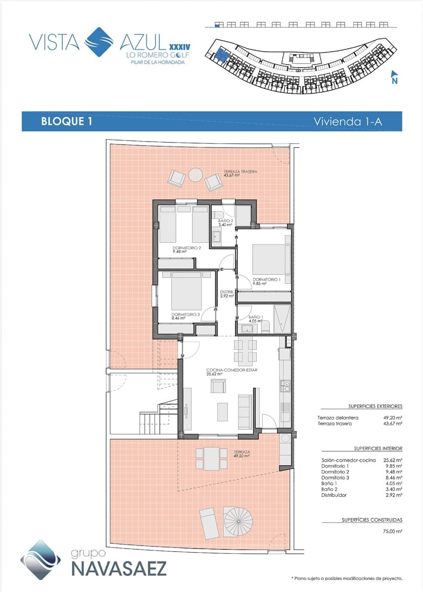 3 soveværelse Bungalow til salg i Pilar de la Horadada med swimmingpool - € 284.900 (Ref: 9925157)