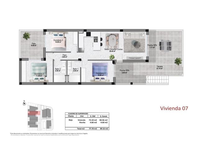 3 makuuhuone Bungalow myytävänä paikassa Pilar de la Horadada ciudad, Pilar de la Horadada mukana uima-altaan 
autotalli - 284 900 € (Ref: 10006285)