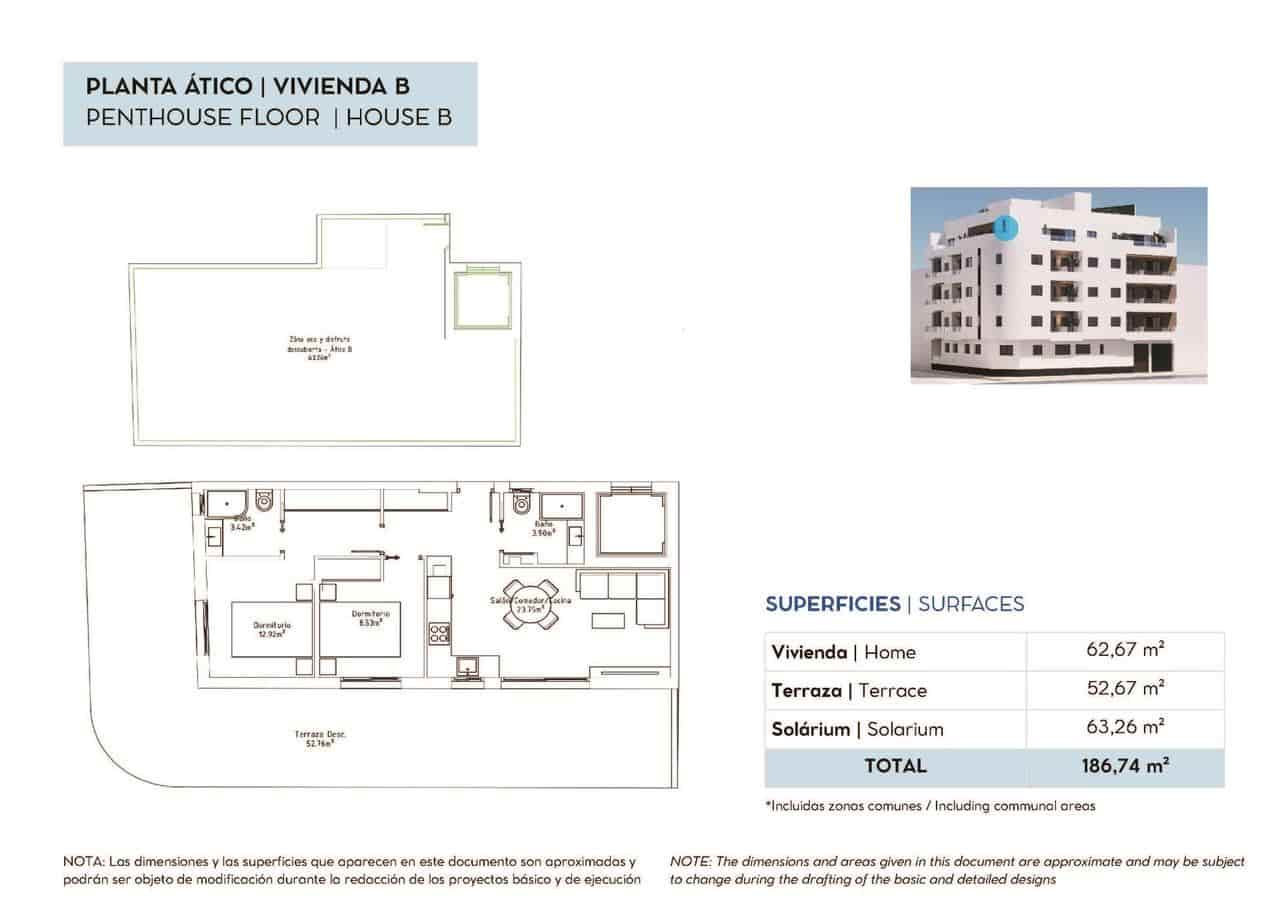 2 sovrum Takvåning till salu i Torrevieja med garage - 320 000 € (Ref: 10008733)
