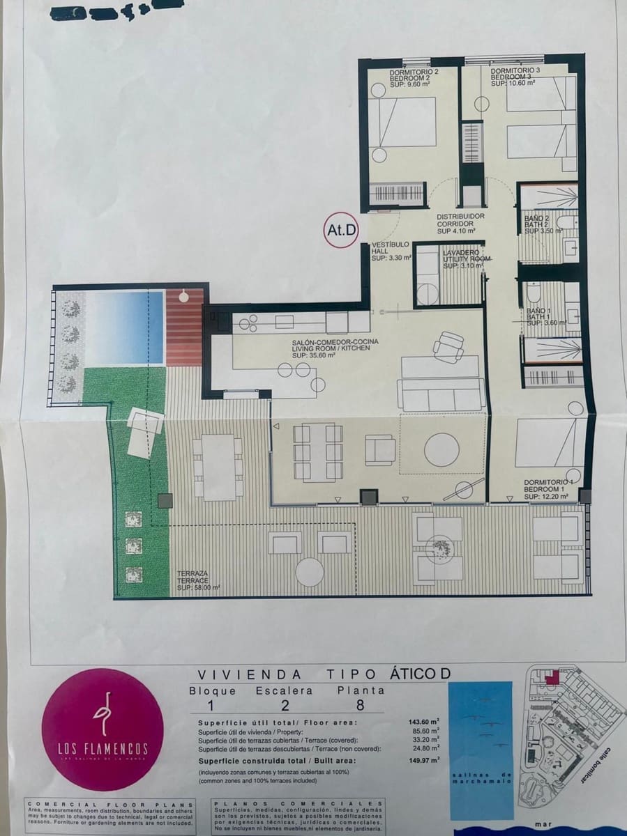 3 sovrum Takvåning till salu i Playa Honda med pool garage - 565 000 € (Ref: 10061372)
