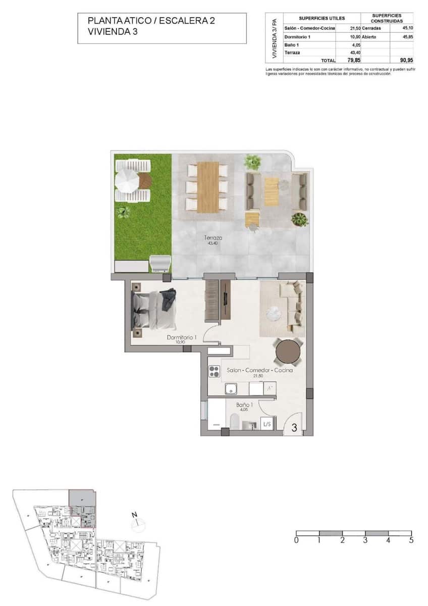 1 soverom Penthouse til salgs i Santa Pola med svømmebasseng - € 285 000 (Ref: 10148361)