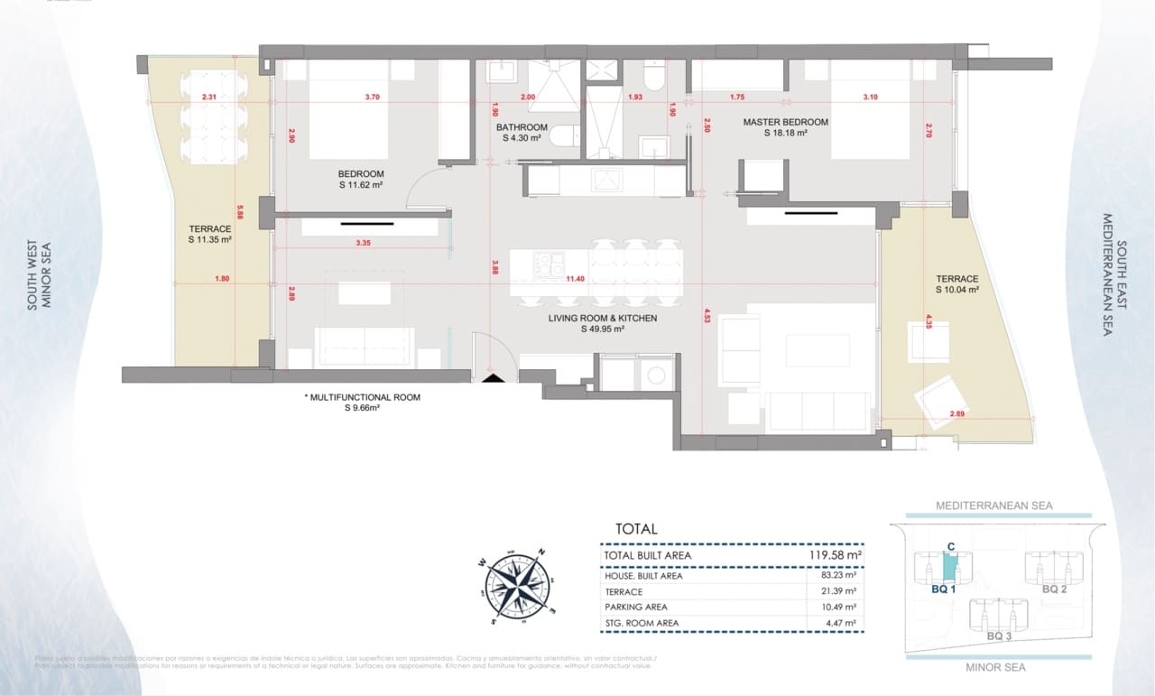 3 sypialnia Apartament na sprzedaż w La Manga del Mar Menor z basenem garażem - 469 000 € (Ref: 8100470)