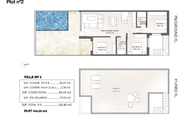 3 makuuhuone Huvila myytävänä paikassa Pilar de la Horadada ciudad, Pilar de la Horadada mukana uima-altaan 
autotalli - 355 900 € (Ref: 8123267)