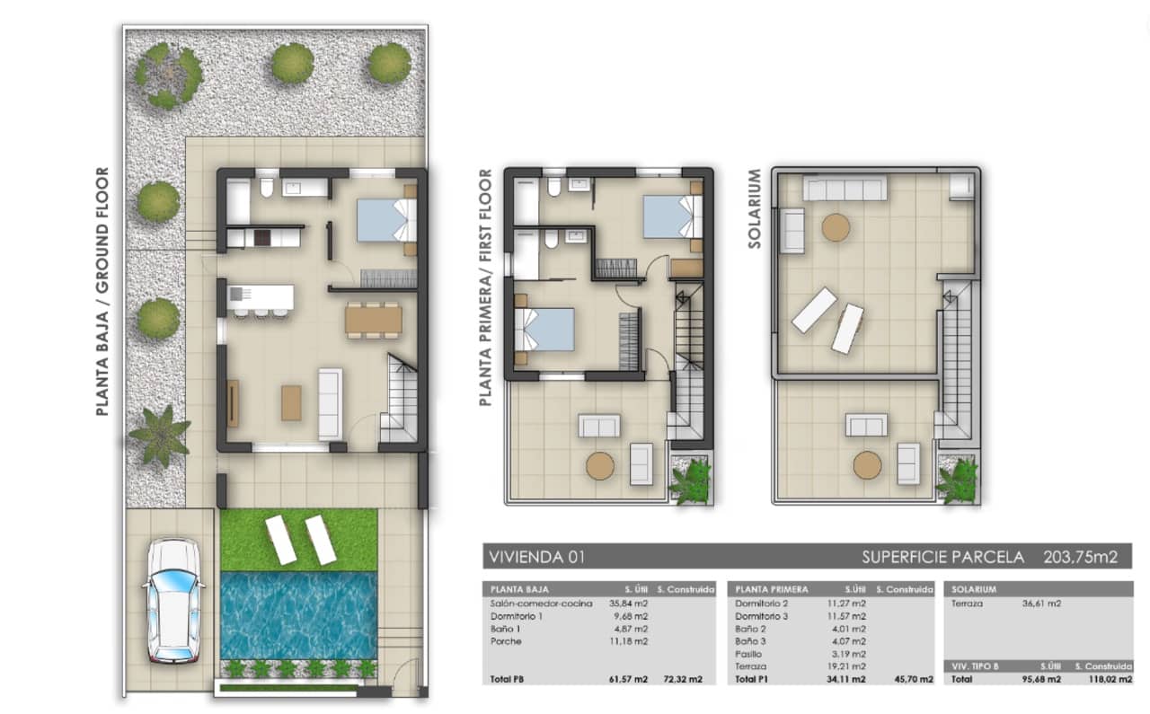 3 makuuhuone Huvila myytävänä paikassa Pilar de la Horadada mukana uima-altaan 
autotalli - 469 000 € (Ref: 8123269)