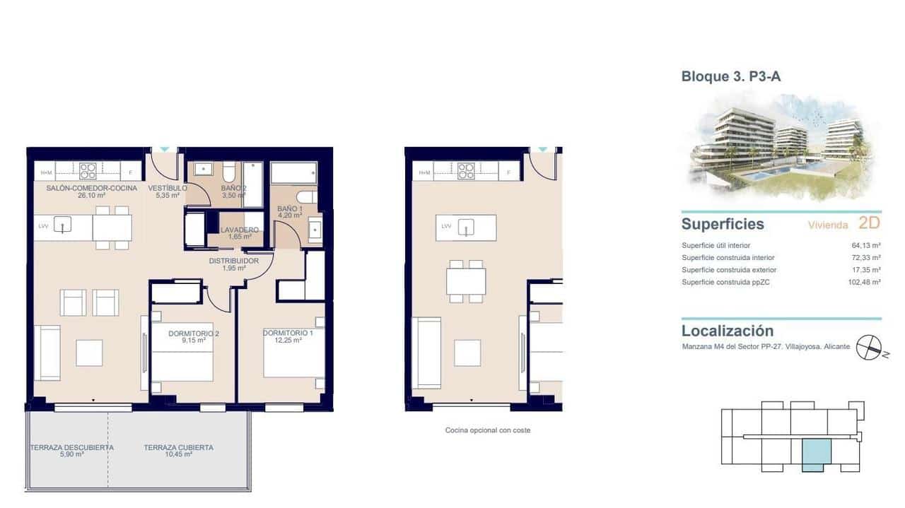 2 chambre Appartement à vendre à La Villajoyosa / Vila Joiosa avec piscine - 357 000 € (Ref: 9392195)