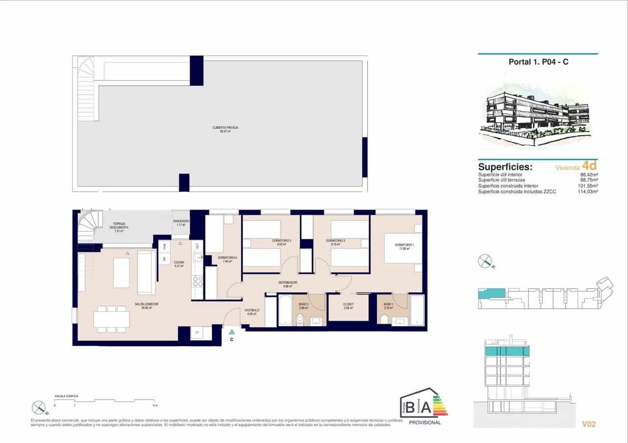 4 slaapkamer Penthouse te koop in Alicante stad met zwembad - € 456.500 (Ref: 9392215)
